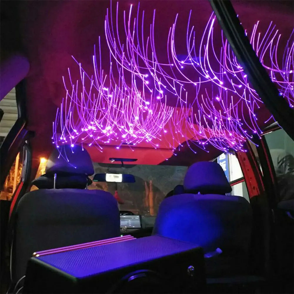 12W Car Roof Star Light 500/1000Pcs Fiber Optic Headliner Star Ceiling Light Kit Led Atmosphere Light with RGB Music APP Control