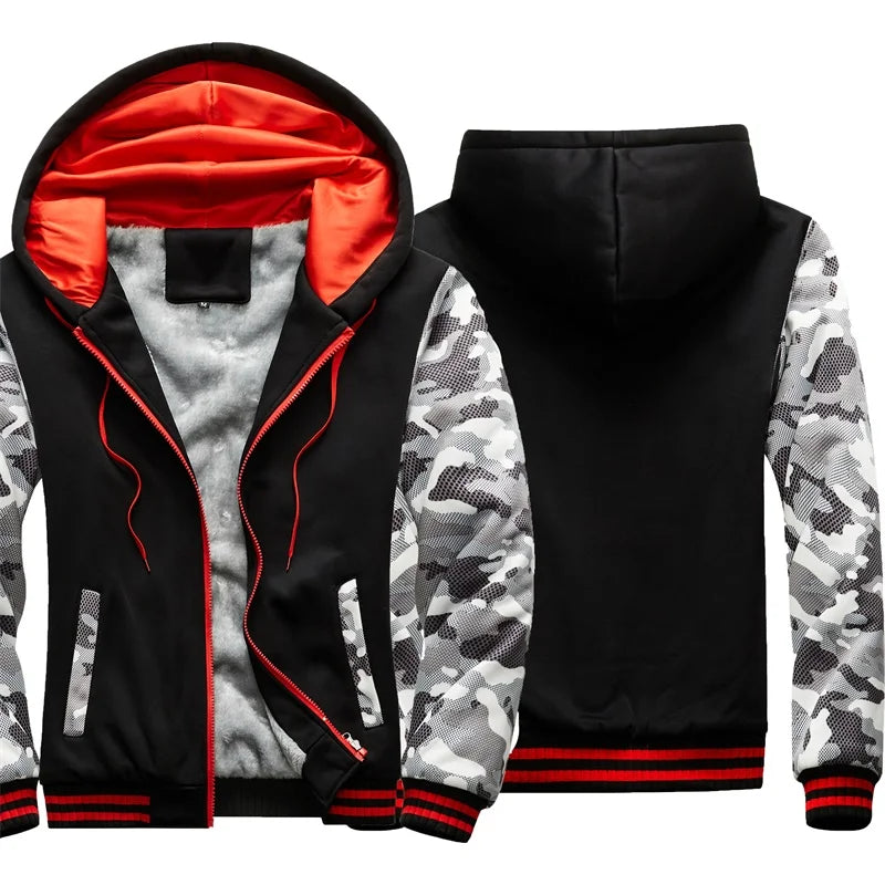 Men's Hoodie Winter Thick Warm Fleece Zipper Sweatshirts Casual Hoodies Daily Coat Sportwear Male Streetwear Hoodies Unisex