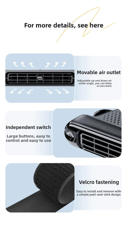 2026New Car Seat Fan 3000mAh Built-in Battery Long Lasting USB Portable No Blade Backrest Fan Car fan cooler Car Air Conditioner
