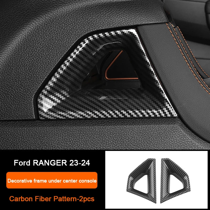 Carbon Fiber Car Interior Overlay Accessories For Ford Ranger Raptor Wildtrak T9 2022-2025, Central Gear Shift Panel Door Trim