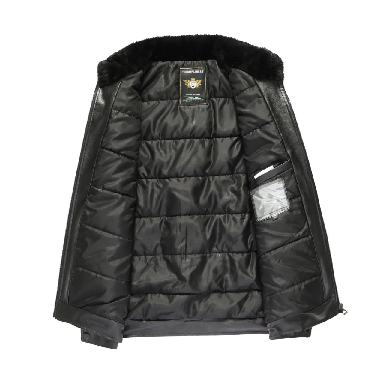 Men's Winter Thickened Stand-Collar Light Business Pu Leather Jacket