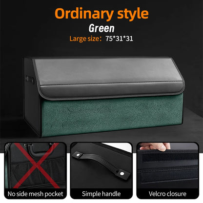 Car Suede Trunk Organizer Large Capacity Leather Foldable Storage Box Portable Multifunctional Tool Organizer Car Accessories