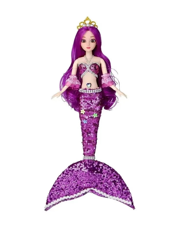 1/6 Cute Princess Mermaid Dolls with Sequin Skirt Suit Multi Joints Movable Doll Kids Toys Birthday Christmas Present Gifts