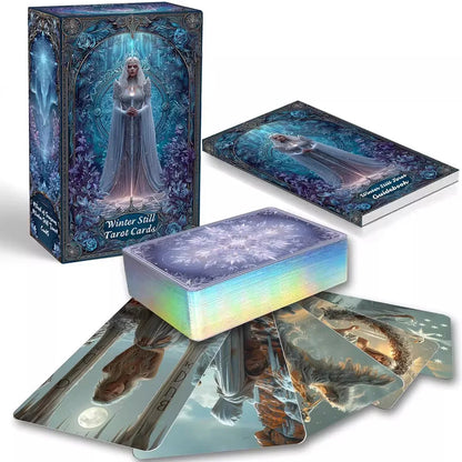 Beginner Tarot Cards Set with Paper Guide, Winter Still Tarot Deck, 80 Oracle and Tarot Cards, Gilded Edges, Spiritual Guidance