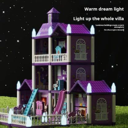 DIY Villa Castle Assembly Doll House Mini Furniture Accessories Model Home Decoration Girl Pretend Play Toy Kid Birthday Gifts