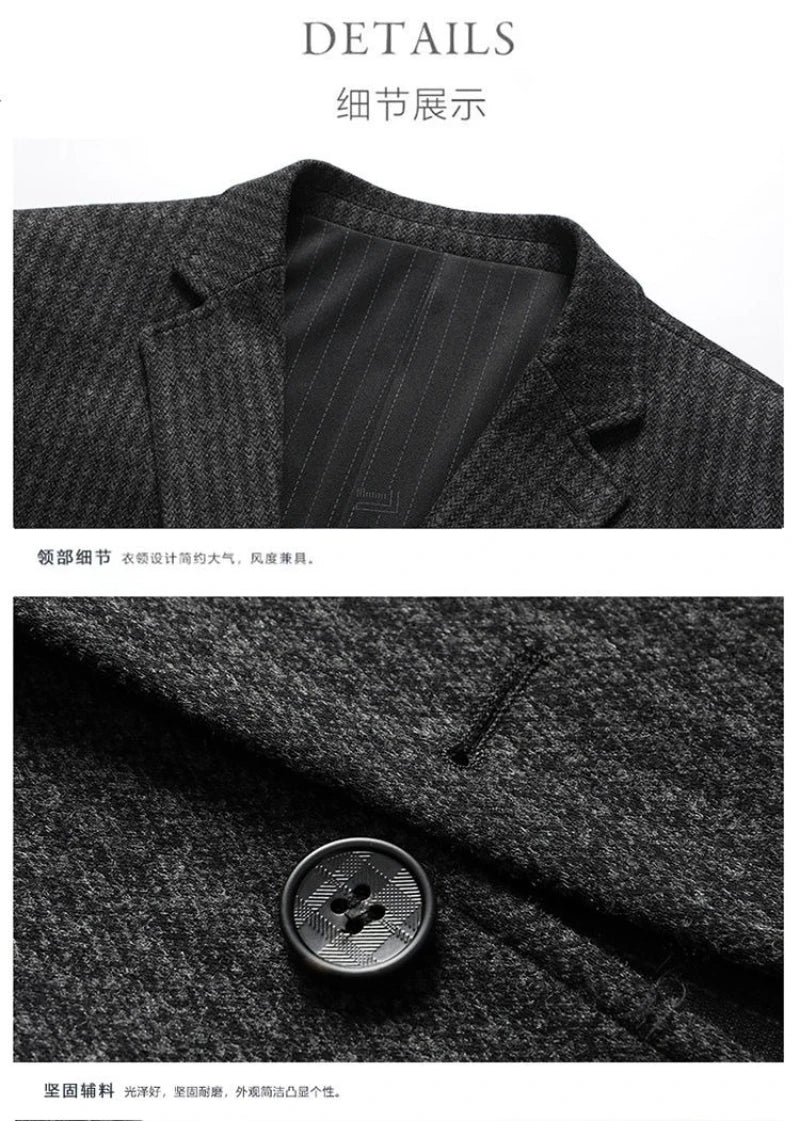 New Style Blazer Men's Fashion Korean Version Business Wedding Gentleman Wool Versatile Host Slimming Casual Banquet Blazer