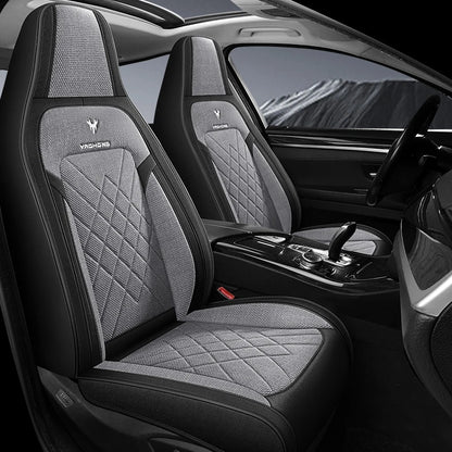 1pc Hooded Car Seat Cover - Premium Linen Texture for All-Season Comfort & Breathability, Universal Design for Sedans, SUVs
