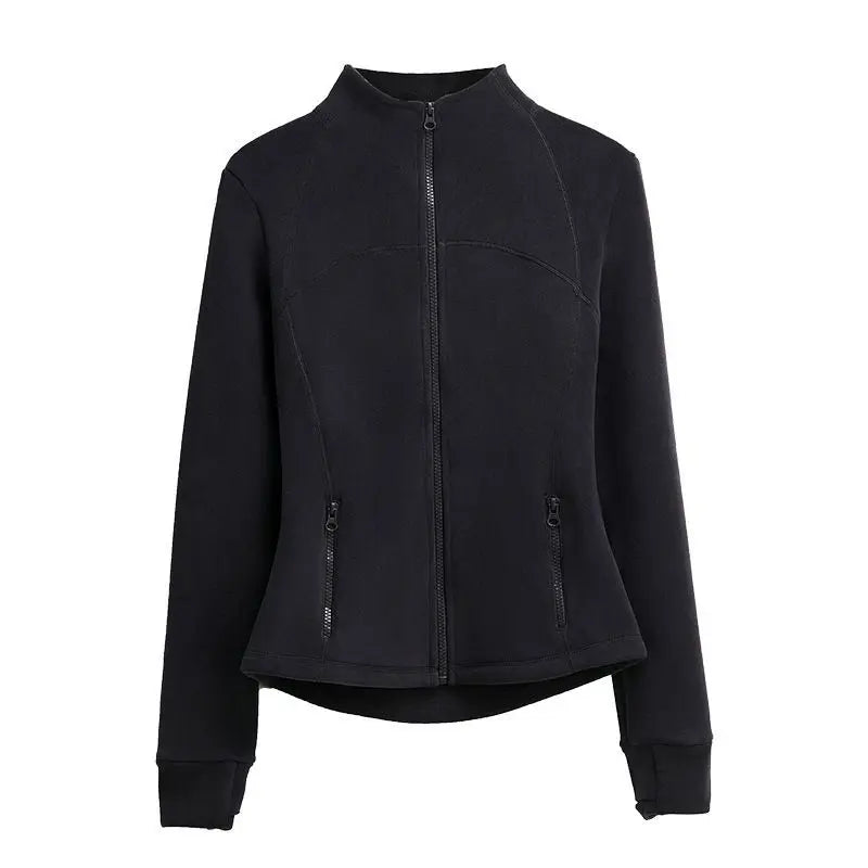 Thickened Fleece Women's Zipper Hoodie Slim Fit Warm Outerwear Stand Collar Cardigan Long Sleeve Autumn Winter Fashionable Top