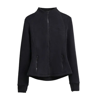 Thickened Fleece Women's Zipper Hoodie Slim Fit Warm Outerwear Stand Collar Cardigan Long Sleeve Autumn Winter Fashionable Top