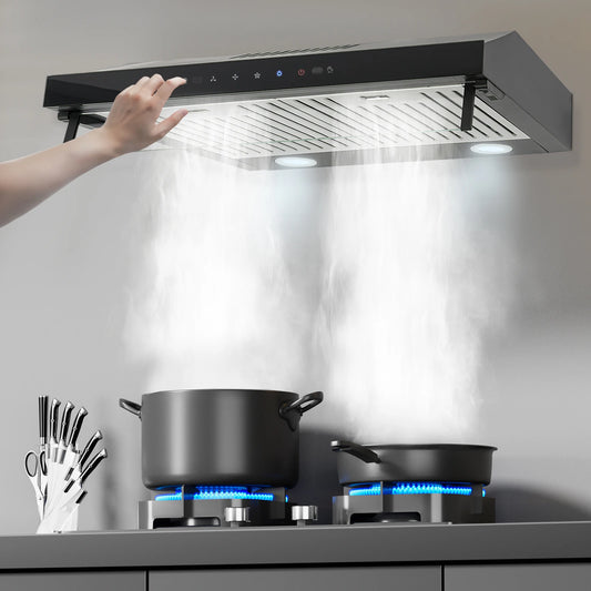 Dual Motor Kitchen under Cabinet Range Hood 900CFM US Standard 59.8*33.5cm/23.54*13.19in with LED Lights And Adjustable Wind Speed