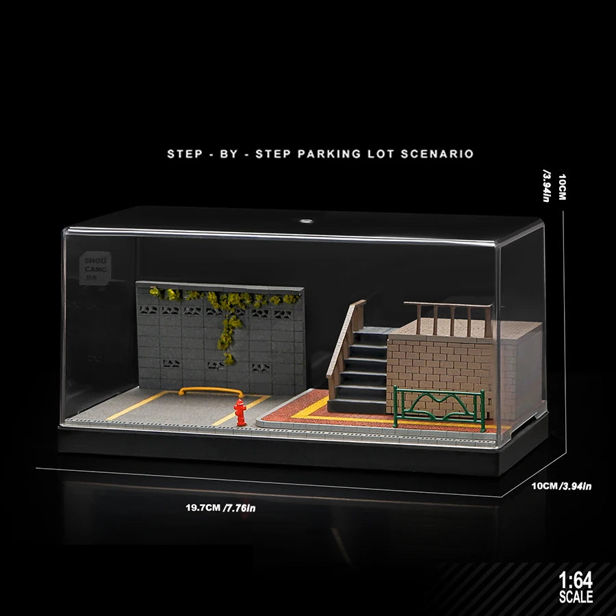 1/64 Miniature Parking Lot Diorama-Diecast Model Car Park Model Scene for Action Figures,DIY Collection (No Car)