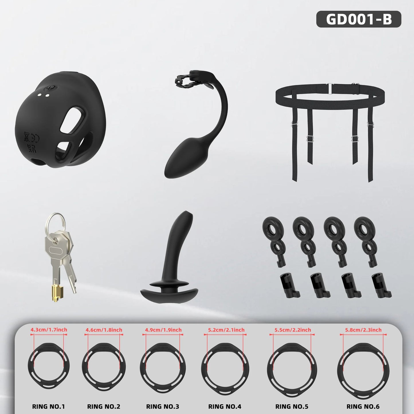 New Silicone Electroshock Chastity Cage with 6 Sized Rings for Men Urethral Lock Vibrating Butt Plug Penis CB Lock Adult Sex Toy