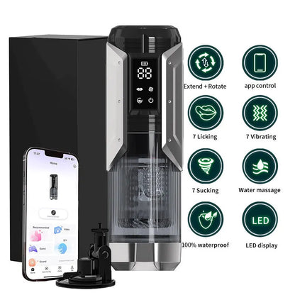 Automatic Masturbator Stroker Adult Toys with 7 Thrusting Rotating 7 Licking Vibrating Modes Hands-Free Sex Machine Pocket Pussy