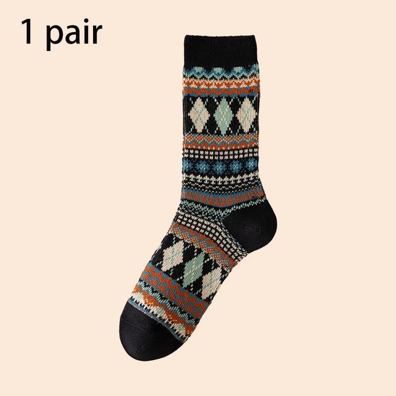 Men's Dress Socks, Cotton Crew Socks, Breathable and Sweat-Absorbing, Funky Colorful Pattern Crew Socks