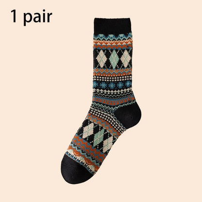 Men's Dress Socks, Cotton Crew Socks, Breathable and Sweat-Absorbing, Funky Colorful Pattern Crew Socks