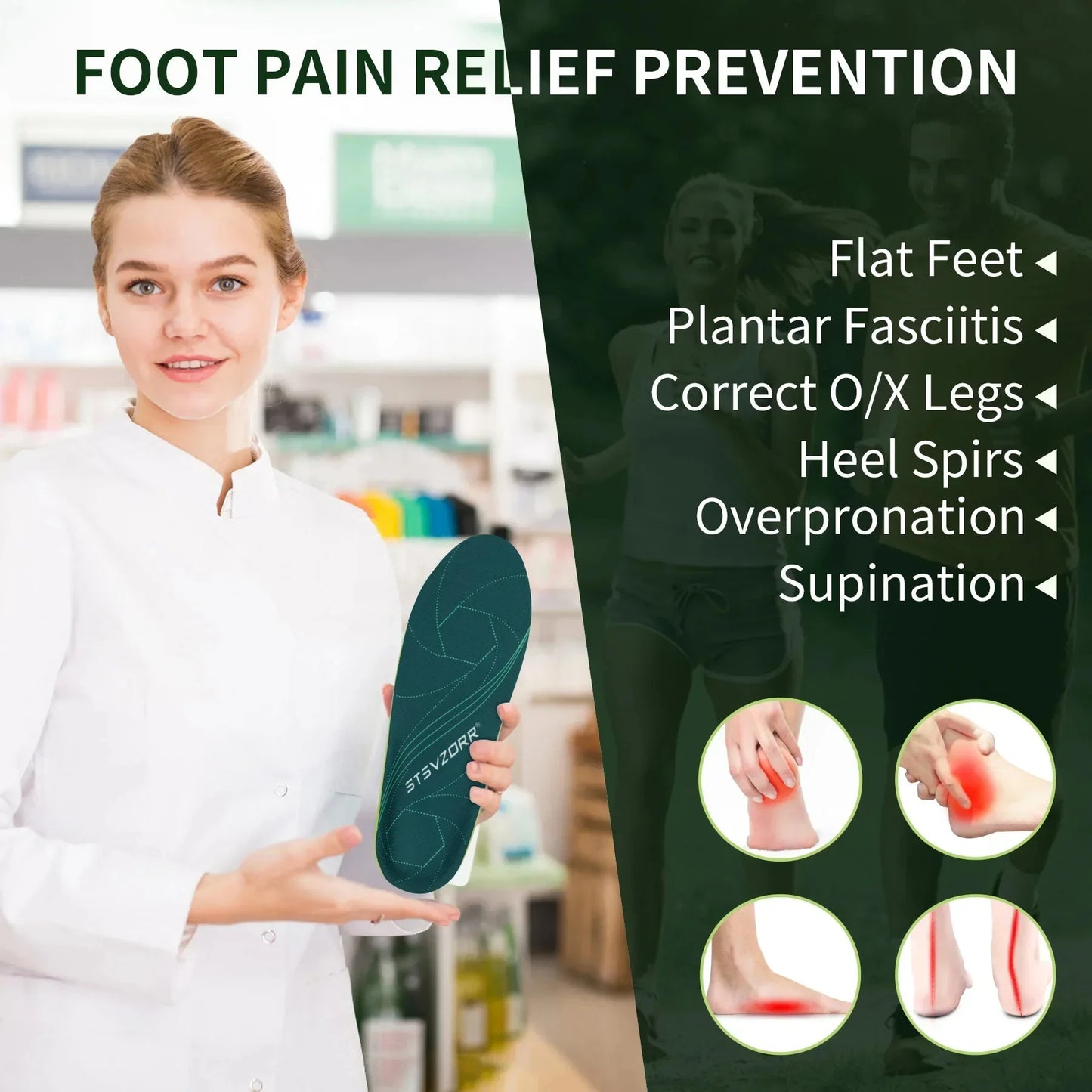 Plantar Fasciitis Heavy Support 210lb Orthopedic Insert Flat Feet Heel Pain Relief Work Boot Insole All-Day Cushioning Men Women