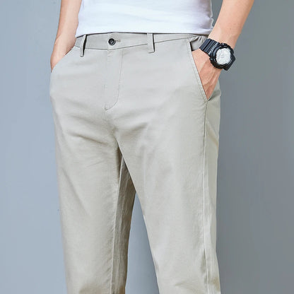 Top Grade Cotton New Brand Casual Fashion Relax Fit Long Dress Pants Korean Straight Business Trousers Office Mens Clothing 2025