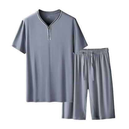 Men's Ultra Fine Modal Pajamas Set Short Sleeves Comfortable Spring Summer Luxury Sleepwear Loungewear for Men