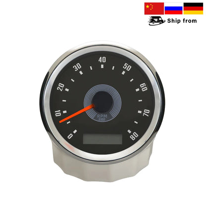 ELING Car 85mm Tachometer 0-8000RPM 0-10000RPM with LED Hourmeter Adjustable Red Yellow Backlight for Motorcycle Boat 9-32V