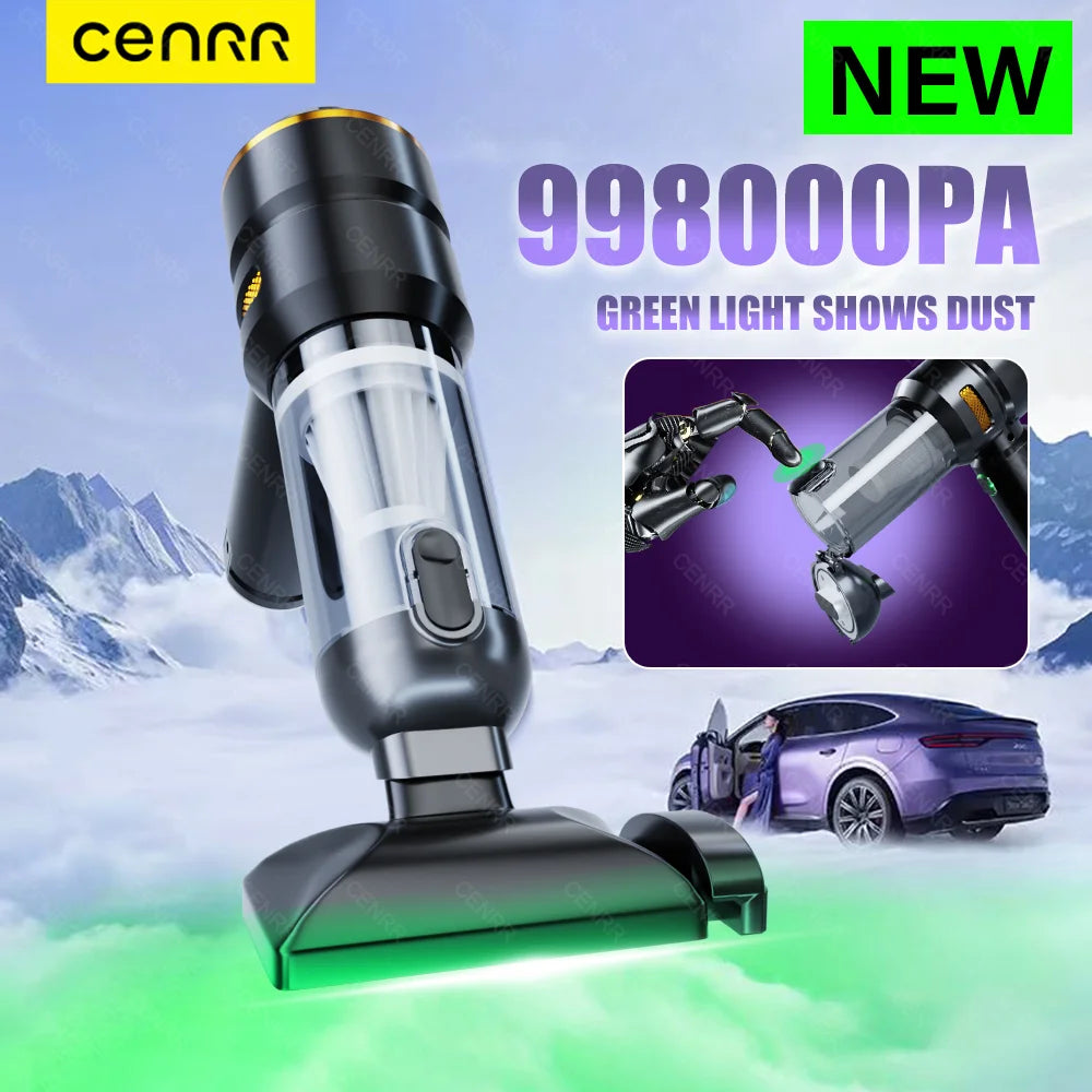CENRR 998000PA Car Vacuum Cleaner Portable Powerful HandHeld Car Cleaner Dust Display Lamp Strong Suction Air Gun