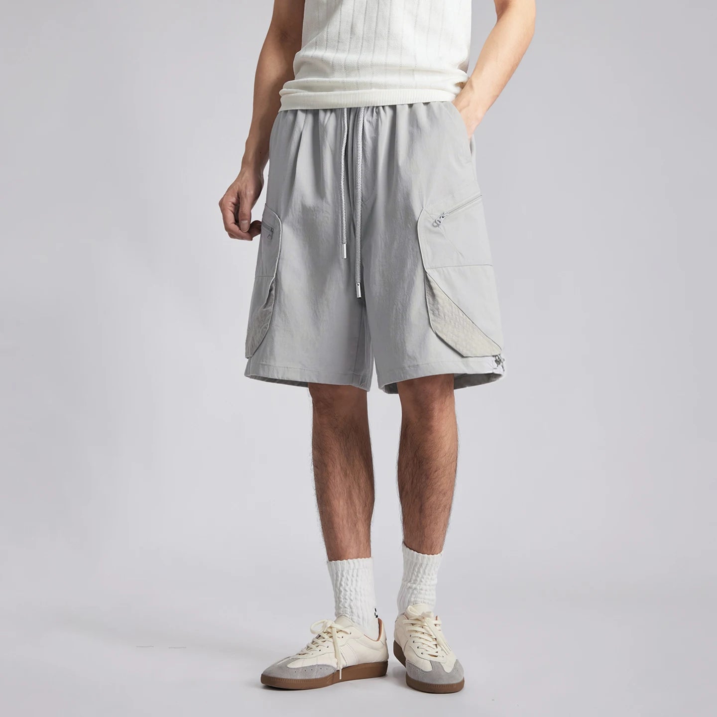 Fashion Men Quick Dry Breathable Outdoor Cargo Shorts 2026 Summer Loose Multi Pocket Retro Casual Commute Five Points Shorts