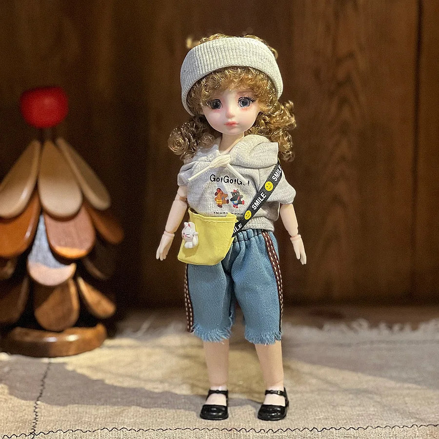 30cm 1/6 Fashion Girls Dress Up Doll Movable 20 Joints Cute Sweet Face Festival Gift with Clothes Shoes BJD Princess Doll Toy