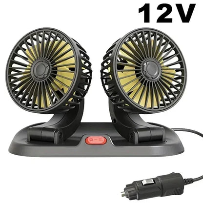 Car Adjustable 1/3 Head Air Fan Fan 2 Speed 360 Degree Rotation Silent Portable Car Cooling Fan For Home Desk Office&Car
