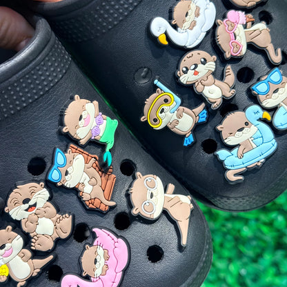14-100PCS Kawaii Animal Beaver PVC Shoe Charms For Clogs Pin Sandals Shoes Accessories Garden Shoes Decoration Kid Summer Gift