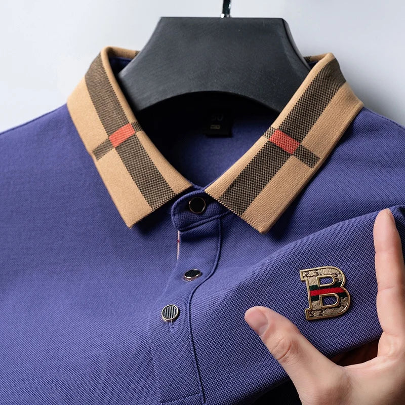 Summer Men's New Cotton Tailored Fit Polo Shirt Comfort Breathable Business Luxury Golf Daily Short Sleeve Refined 3D Badge Tee