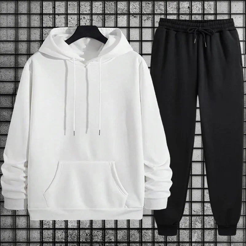 2026 New in Men's Sportswear Solid Color Hoodie + Sweatpants Urban Casual Fashion Tracksuit Fall/winter Comfort Warm Soft Outfit