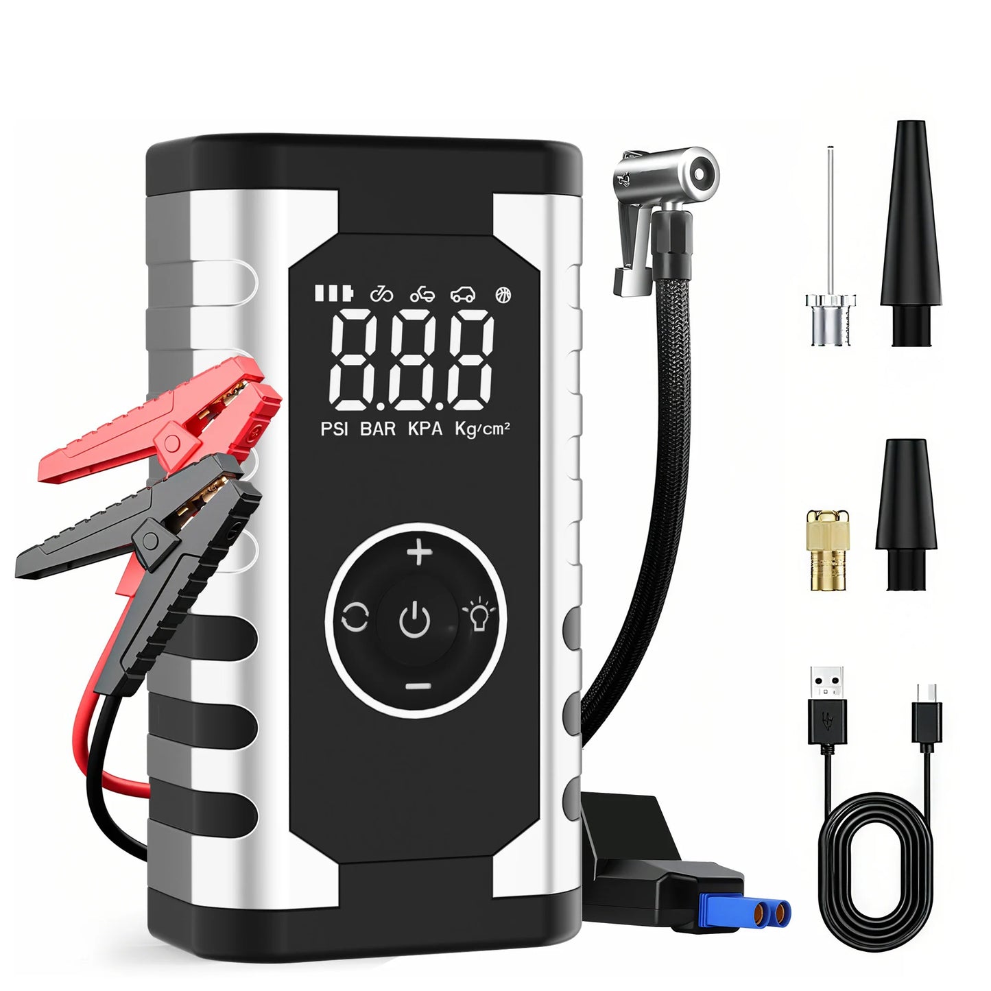 5-in-1 FHKJ 1500A Car Jump Starter Air Pump Compressor Power Bank Starting Device Portable Battery Boosters Roadside Emergency