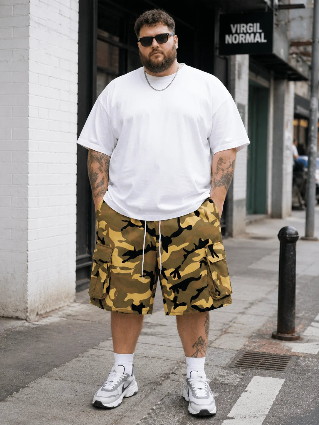 plus Size Men's Camouflage Work Shorts Loose Casual Summer Shorts for Beach Outdoor Wear Easter & Ramadan