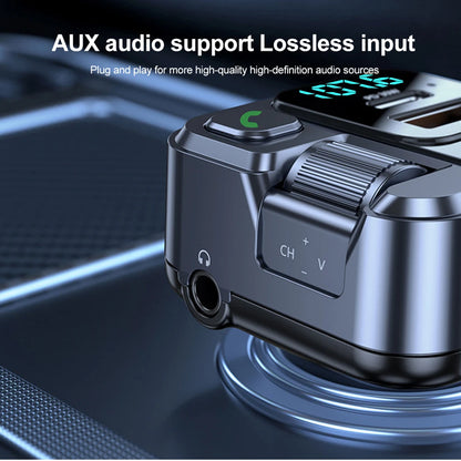 All-in-One Car Bluetooth Adapter - PD20W Fast Charger, USB U Disk Reader, Digital Display & FM Transmitter for Phones