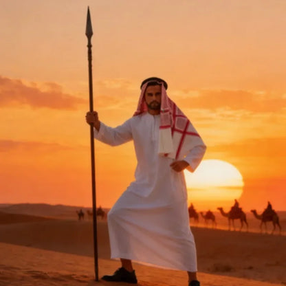 Arabic Style Robe Set for Men Dubai Sheikh Traditional Performance Costume Middle Eastern Outfit