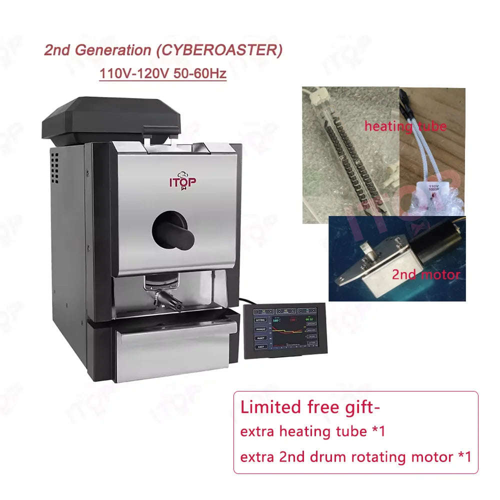 ITOP Coffee Roaster Artisan Connection IT-CBR-2 Electric Coffee Bean Roaster 4 Modes With Cooler Smoke Filter Roaster 500g 1000W