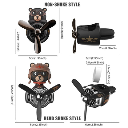 Rotating propeller plane pilot bear car air freshener accessories decoration vent outlet perfume fragrance diffuser ornament men