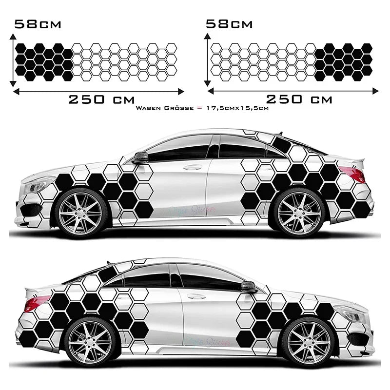 Honeycomb Side Door Back Sticker Fender Car Sticker Universal Hexagon Design Vinyl Stickers Decal Ade Kit
