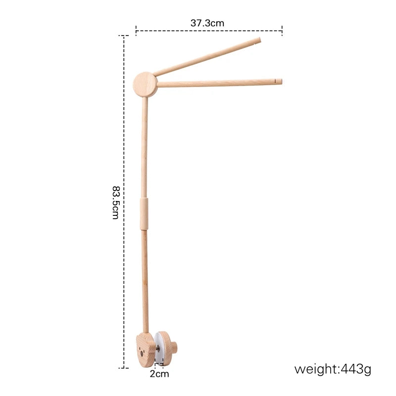 Baby Wooden Bed Bell  Bracket Mobile Hanging Rattles Toys Newborn Music Box Holder Bracket Infant Crib Toy Arm Bracket Baby Gift