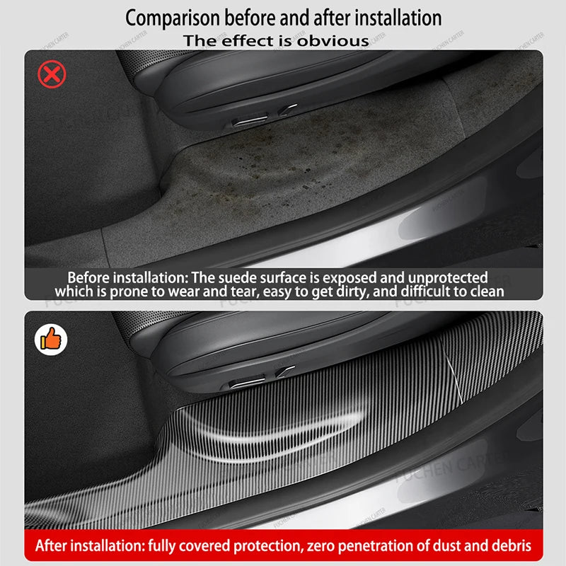 For Tesla ModelYL Launch 2026 TPE Front Rear Door Sill Guard Anti Scratch Dirt Resistant Threshold Strip Interior Protection Set