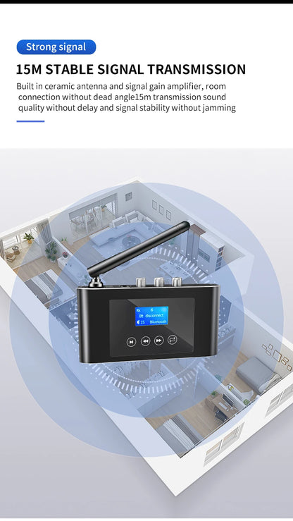 New 2 in 1 Long Range Bluetooth 5.1 Audio Transmitter Receiver RCA 3.5mm AUX Stereo Wireless Adapter For PC TV Headphones Car