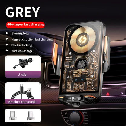 Car Phone Holder 66W Wireless Charger Mobile Phone Holder Intelligent Infrared Air Vent Clip for iPhone Samsung Xiaomi Universal