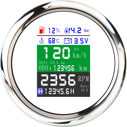 85MM Digital Car Speedometer 6 In 1 Multifunctional RPM Fuel Level Water Temp With Alarm GPS Speed Meter For Car Motorcycle