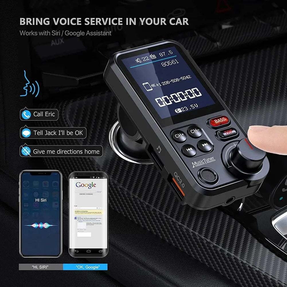 1.8 Inch Music Player QC3.0 Charging Bluetooth-Compatible Handsfree Car Radio Quick Charge Adapter Car Wireless USB Fast Charger