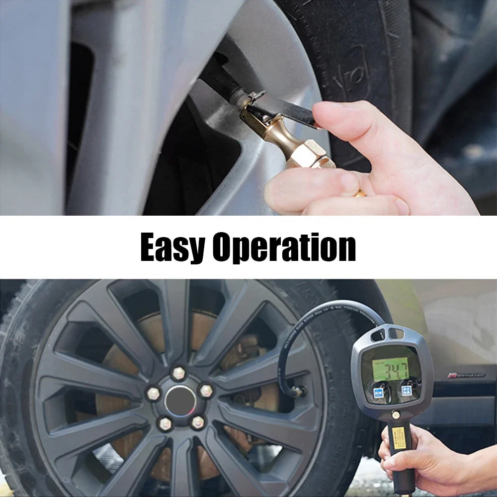 Multi-Unit Tire Inflator Gauge 0-18Kg/cm² 0-1800KPA 0-255PSI 0-18Bar Digital Display For Car Bike Tire Pressure Monitoring