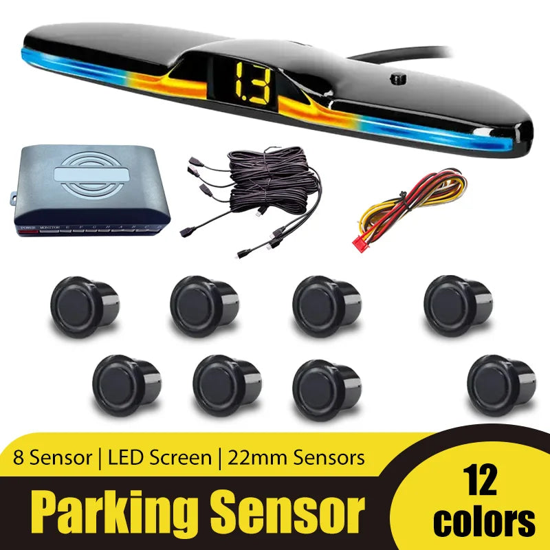 6 Or 8 Sensor Parking Kit LED Display Safe Protection Clear Alert Vehicle Reversing Assistance System