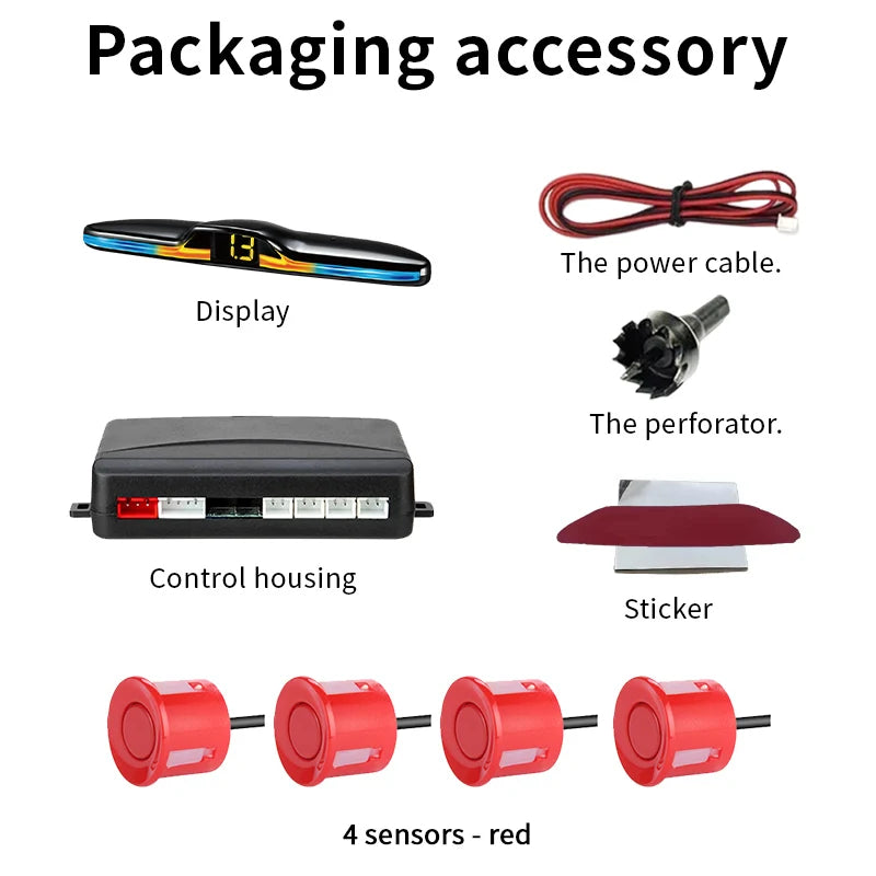 Source Factory 4-Probe Parking Sensor System 22mm 12V Voice Prompt Waterproof Reversing Radar Car Parking Assistance Kit