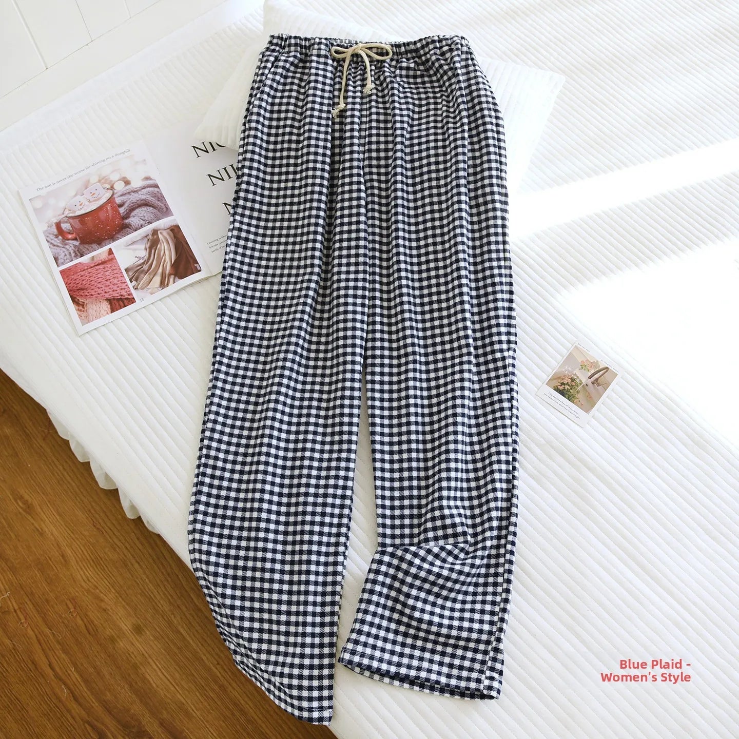 Cotton Flannel Plaid Sleepwear Loose Fit Home Pants Casual Wear for Men And Women Autumn Spring Seasonal Comfortable Long Pants