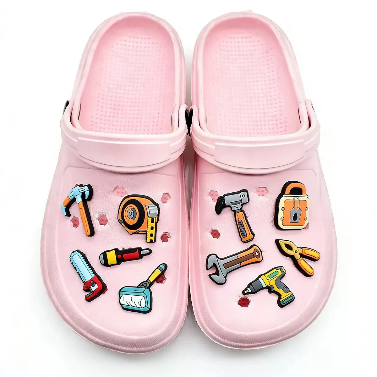 20-100pcs Cute Engineering Tools Shoe Charms DIY Garden PVC Shoe Accessories Decorations for Woman Kids Birthday Gift
