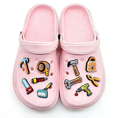 20-100pcs Cute Engineering Tools Shoe Charms DIY Garden PVC Shoe Accessories Decorations for Woman Kids Birthday Gift