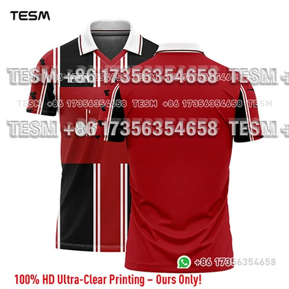Summer Sports POLO Shirt Men Casual Short Sleeve Lapel Printed T-shirt Striped Retro Fashion Top Outdoor Team Breathable POLO